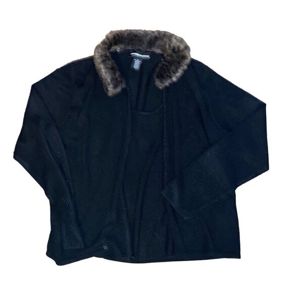 Vintage Norton McNaughton Size Large 100% Acrylic Faux Fur Trim Zip Jacket - Picture 2 of 3